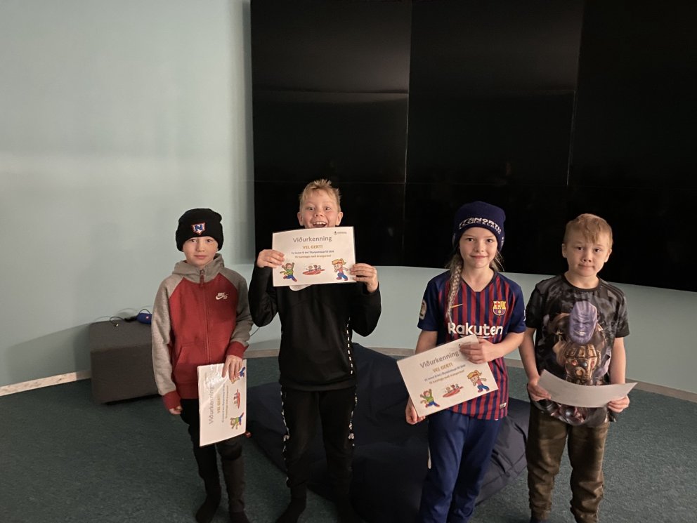 Verðlaunaafhending fyrir Ólympíuhlaupið