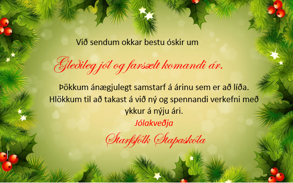 Jólakveðjur frá starfsfólki Stapaskóla