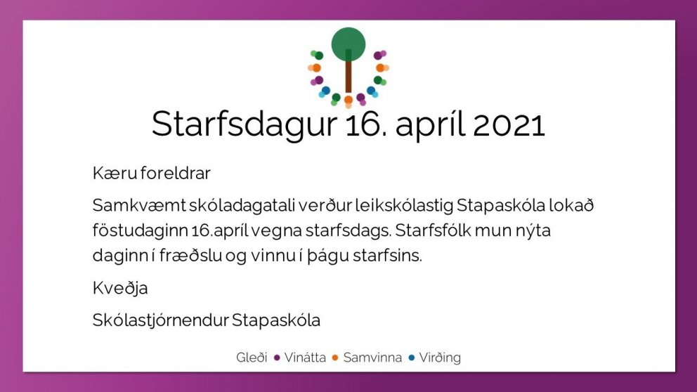 Starfsdagur á leikskólastigi