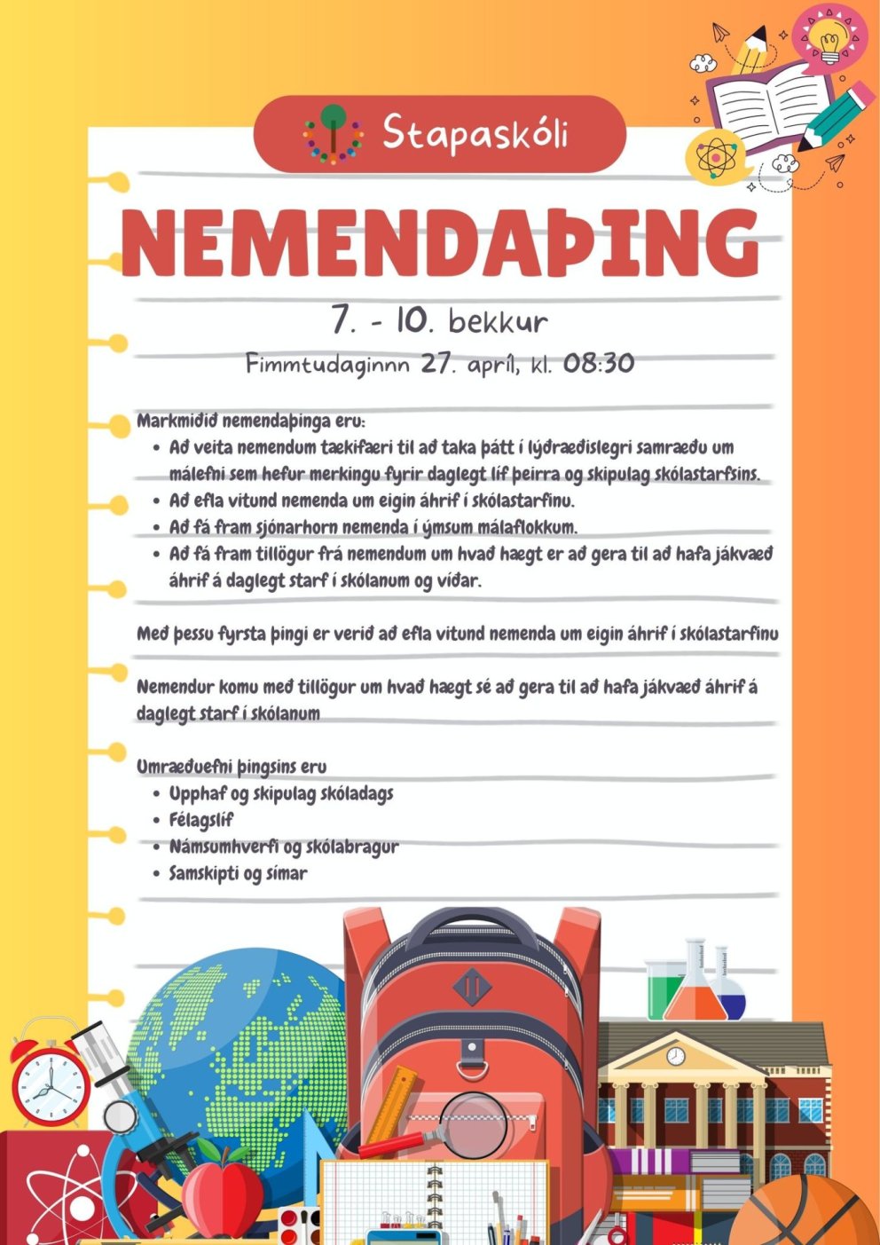 Nemendaþing 7. - 10. bekkur