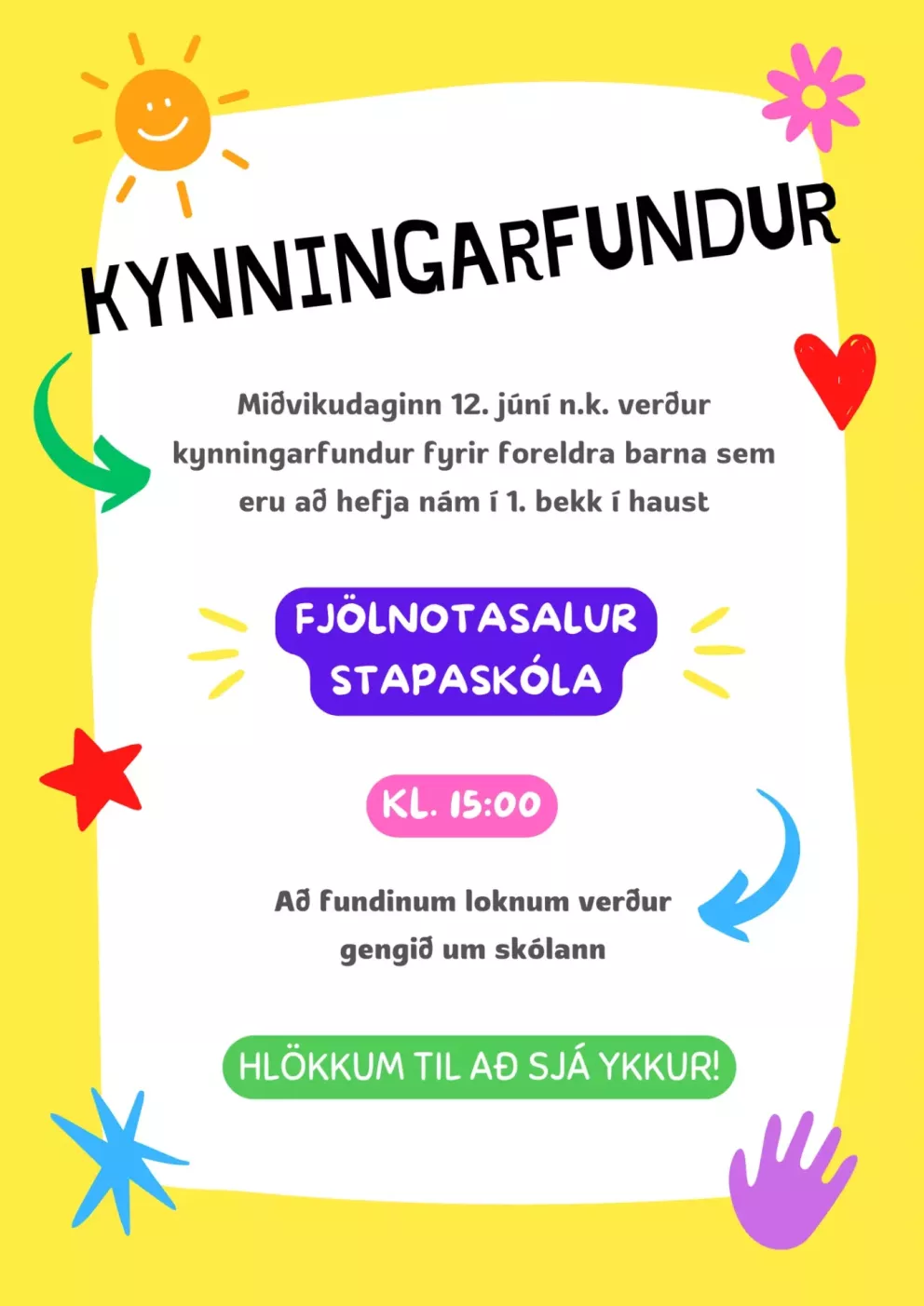 Kynningarfundur fyrir foreldra tilvonandi 1. bekkinga