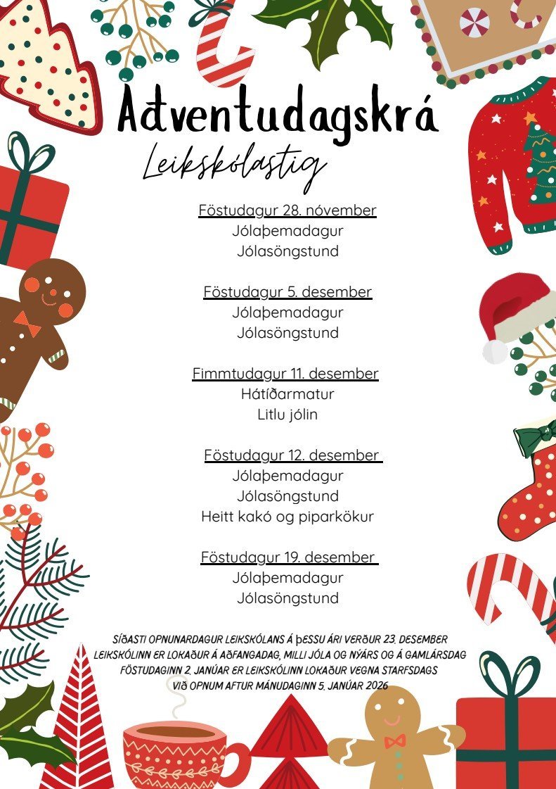 Desemberstarf og jólaleyfi á leikskólastigi