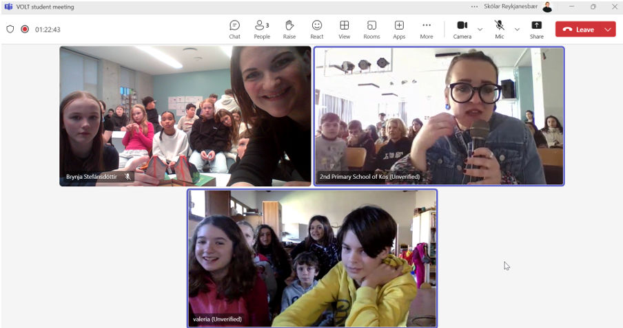 Spennandi rafrænn fundur með nemendum frá Grikklandi og Ítalíu