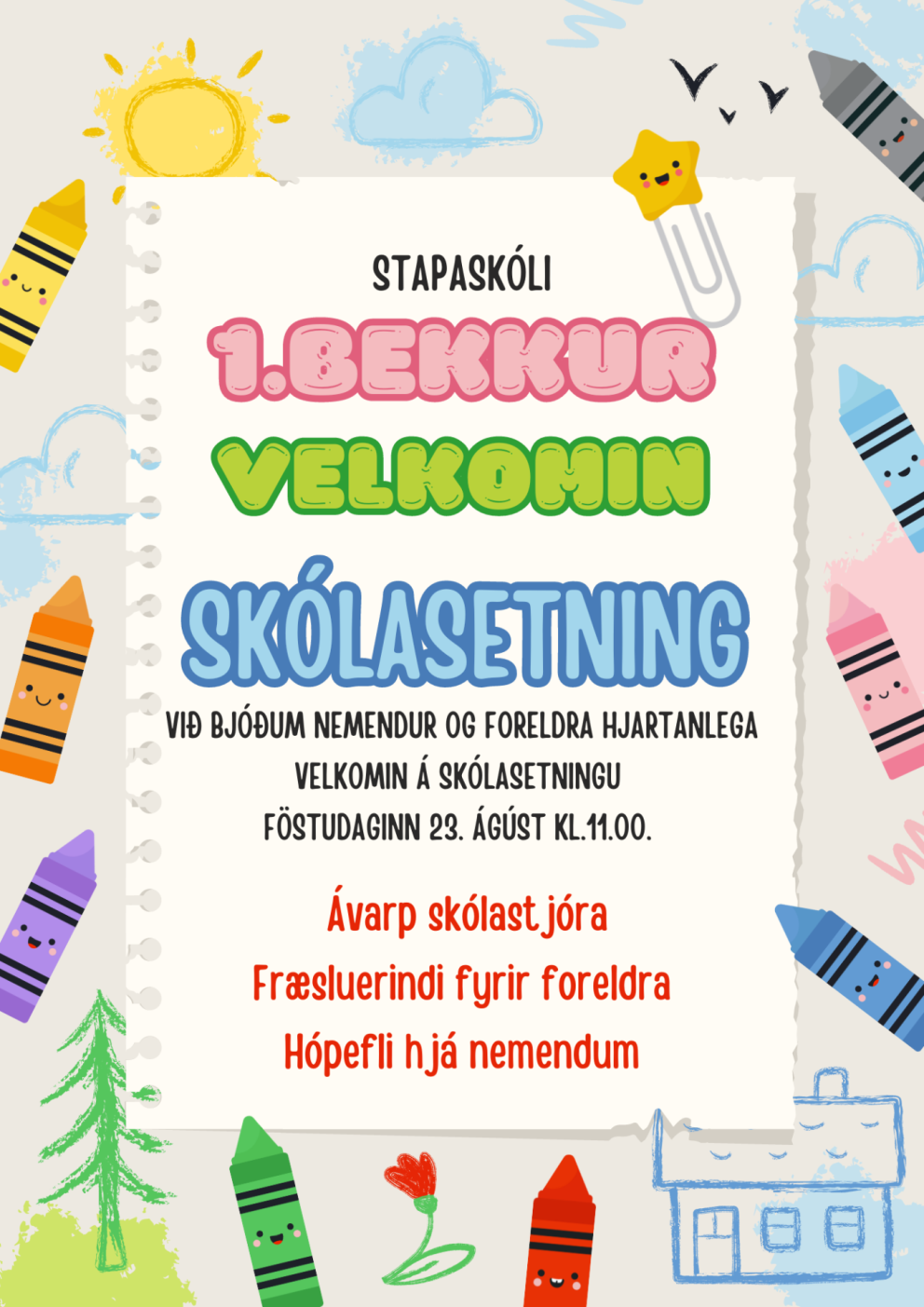 Skólasetning hjá 1. bekk