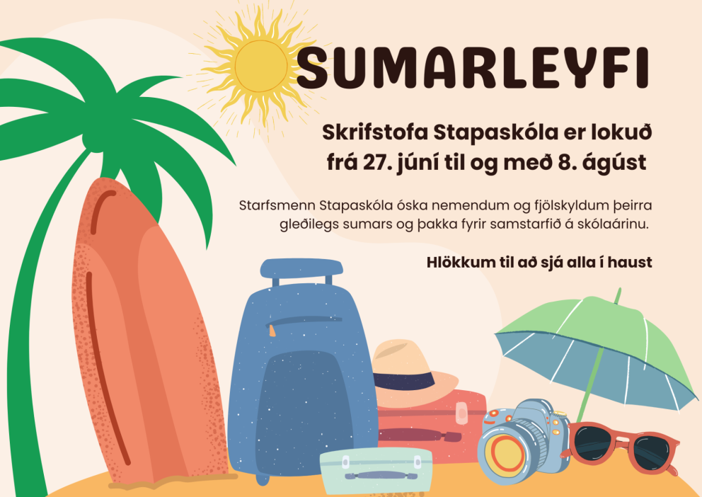 Sumarleyfi - opnunartími skrifstofu