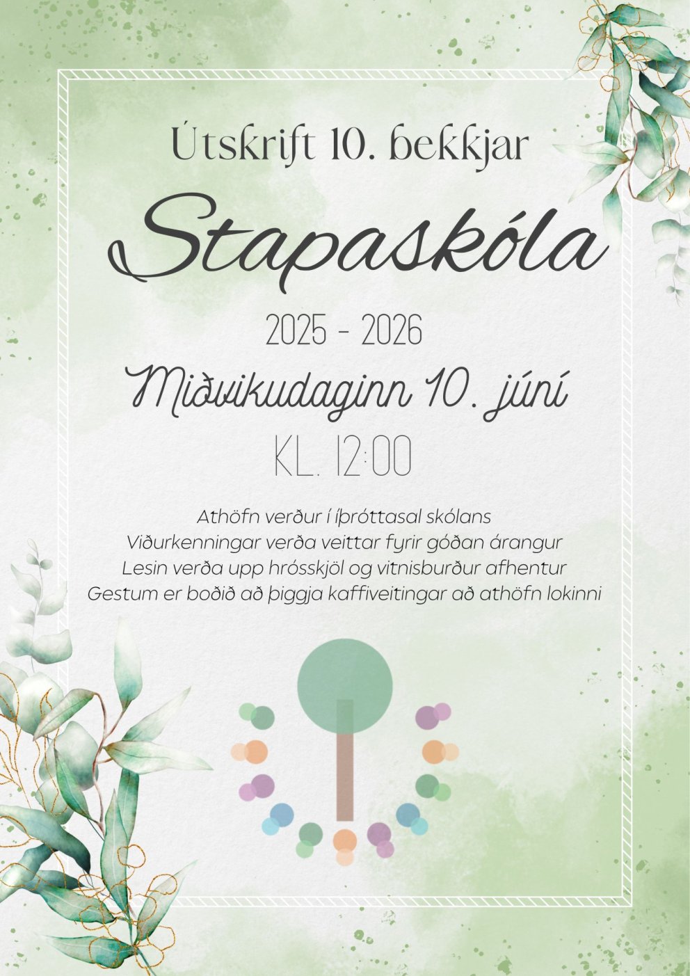 Útskrift 10. bekkjar skólaárið 2025-2026
