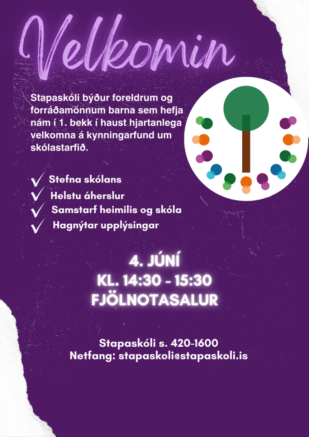 Fundur með foreldrum barna sem hefja nám í 1. bekk haustið 2026