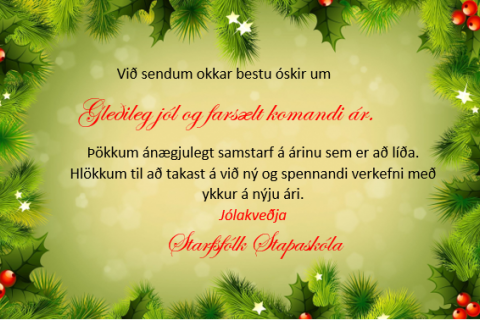 Jólakveðjur frá starfsfólki Stapaskóla