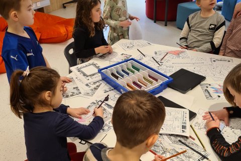 Heimsókn elstu barna í 1. bekk