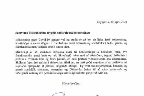 Samvinna skólasamfélags Stapaskóla - bólusetningar starfsfólks!