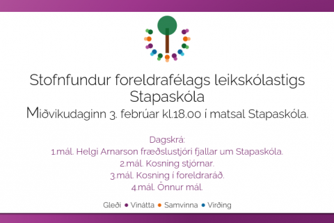 Stofnfundur foreldrafélags leikskólastigs Stapaskóla