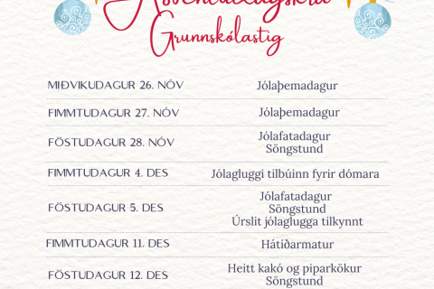 Aðventan í Stapaskóla - Grunnskólastig