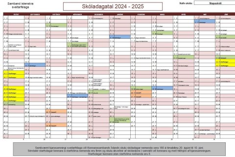 Skóladagatal fyrir veturinn 2024-2025