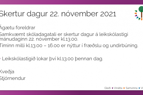 Skertur dagur á leikskólastigi