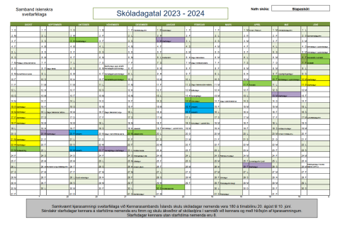 Skóladagatal grunnskólastigs 2023 - 2024