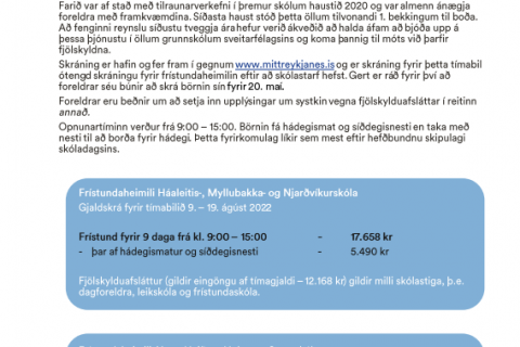 Sumarfrístund fyrir tilvonandi 1. og 2. bekk